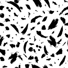 Obraz na płótnie Canvas Black and white seamless vector pattern with paint spatters editable and separable