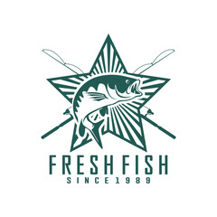 Fishing vector design logo template