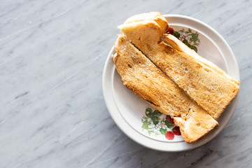 Toast bread with butter kaya, popular breakfast among Malaysian
