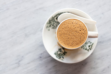 Traditional Chinese coffee popular among Chinese at kopitiam or old coffee shop in Malaysia