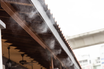 Mist cooling system on commecial building to manage ambient temperature