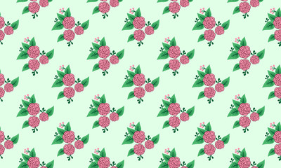 Beautiful flower pattern for valentine, with leaf and flower modern drawing.