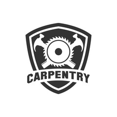 Carpentry, woodworking retro vintage logo design