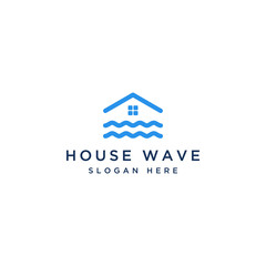 logo design housing or houses with waves