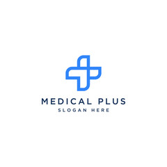 Fototapeta premium health logo design or plus sign with line art