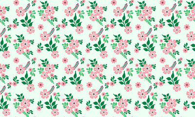 Cute floral pattern background, with leaf and floral unique drawing.