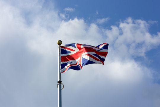 Flag of Great Britain British flag on a sky background