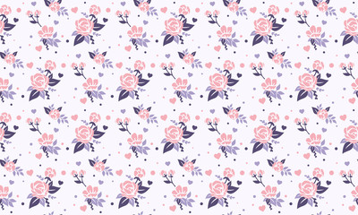 Floral pattern decoration background for Valentine card, with beautiful leaf and flower drawing.