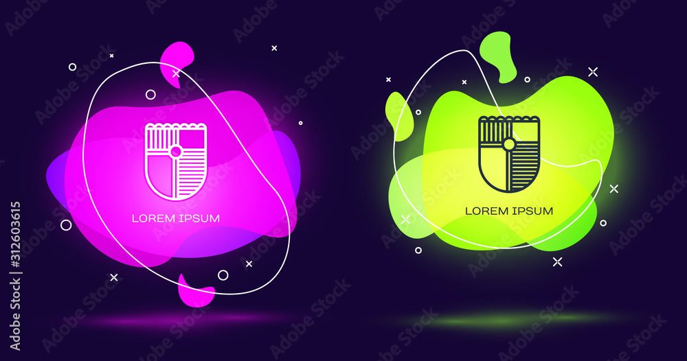 Poster line shield for game icon isolated on black background. abstract banner with liquid shapes. vector i