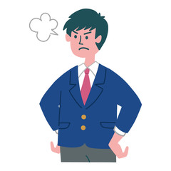 学生　男の子　怒っている