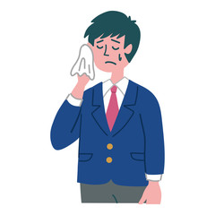 学生　男の子　焦っている