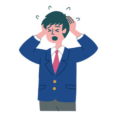 学生　男の子　パニック