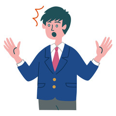 学生　男の子　びっくり
