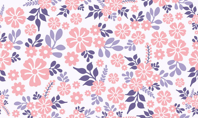 Beautiful pink flower for valentine, with elegant leaf and floral pattern decor.