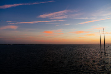 The beautiful sun rise of peace river in Florida