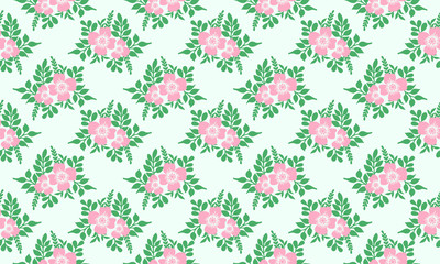 Fototapeta na wymiar Flower pattern background for Valentine, with flower and leaf unique design.
