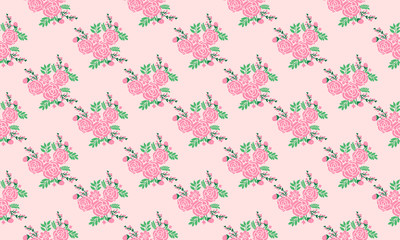 Beautiful pink flower for valentine, with elegant leaf and floral pattern design.