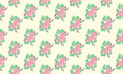 Unique flower pattern for valentine, with leaf and flower modern drawing.