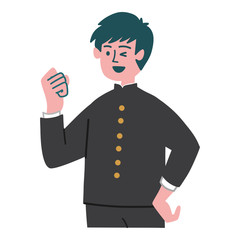 学生　男の子　拳を握っている