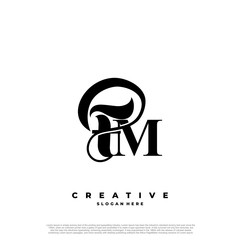 Logo Text Initial Letter FM Luxury Monogram. overlapping interlock logo, monogram line art style.