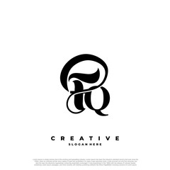 Logo Text Initial Letter FQ Luxury Monogram. overlapping interlock logo, monogram line art style.