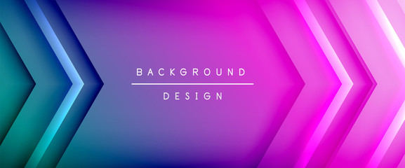 Arrow lines, technology digital template with shadows and lights on gradient background. Trendy simple fluid color gradient abstract background with dynamic straight shadow lines effect