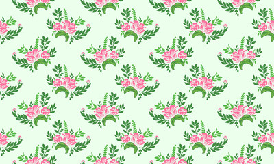 Valentine floral pattern background, with unique leaf and cute floral drawing.