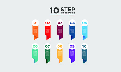 10 step infographic element. Business concept with ten options and number, steps or processes. data visualization. Vector illustration.