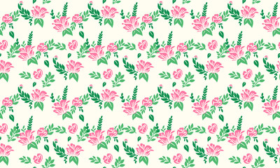 Valentine floral pattern background, with unique leaf and cute floral drawing.