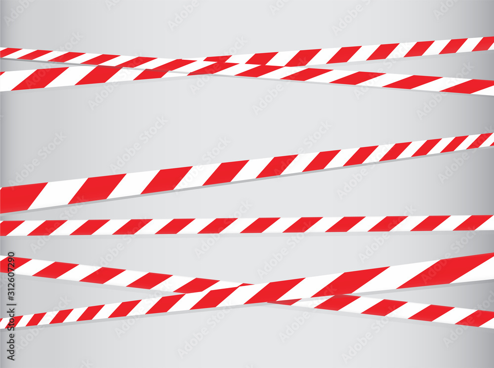 Wall mural caution and danger tapes. warning tape. red and white line striped. vector illustration