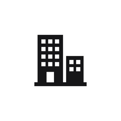 Office building sign icon in flat style. vector illustration