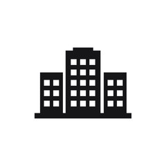 Office building sign icon in flat style. vector illustration