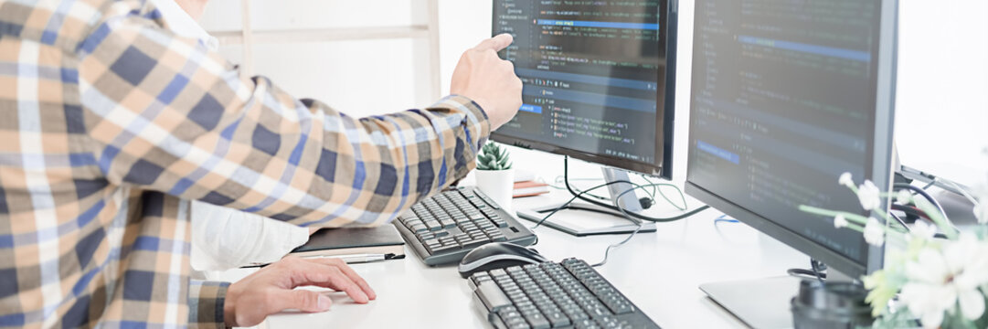 Programmer working in a software development and coding technologies. Website design.Technology concept.