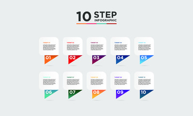 10 step infographic element. Business concept with ten options and number, steps or processes. data visualization. Vector illustration.