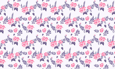 Beautiful pink rose flower for valentine, with unique leaf and floral pattern decor.