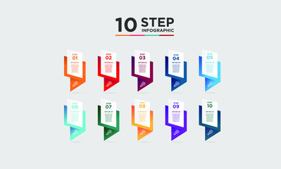 10 step infographic element. Business concept with ten options and number, steps or processes. data visualization. Vector illustration.