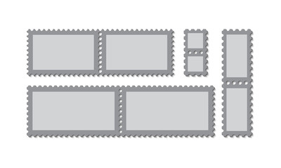 Blank postage stamps frames on background. Vector illustration.