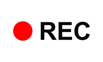 Recording sign, red panel, rec. vector illustration