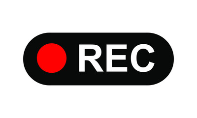 Recording sign, red panel, rec. vector illustration