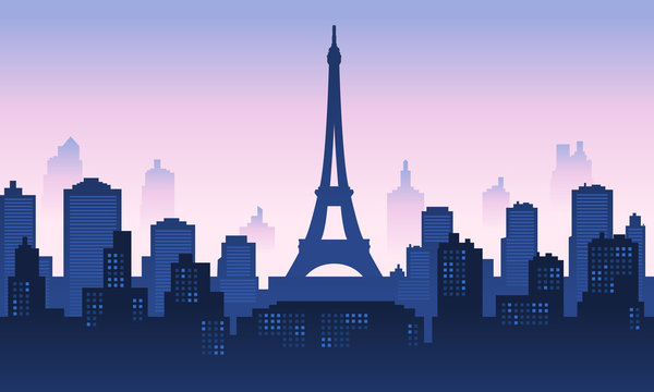 Eiffel Tower with City Building in the morning
