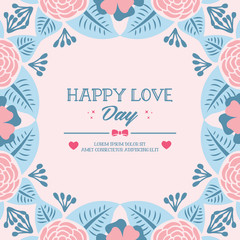 Beautiful Decorative of leaf and peach flower frame, for happy love day greeting card design. Vector