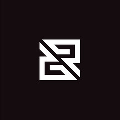 Initial letter GR logo template with square line art symbol in flat design monogram illustration