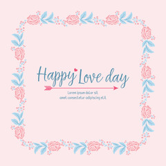 Elegant Pattern of leaf and flower frame, for happy love day greeting card design. Vector