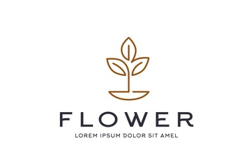 Fototapeta premium Abstract premium gold linear leaf icon design vector graphics