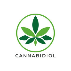 Cannabidiol CBD Cannabis Icon Logo Stock Vector