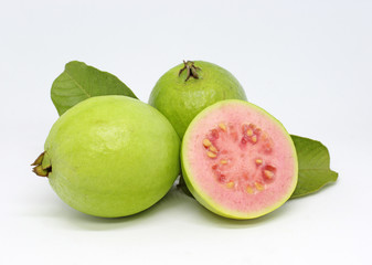 Delicious guava fruit on white background