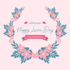 Fototapeta na wymiar Unique Decoration leaf and floral frame beautiful, for happy love day greeting card ornate design. Vector