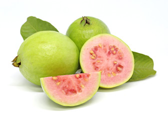 Delicious guava fruit on white background