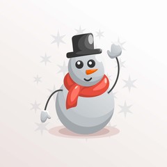 christmas snowman mascot design vector