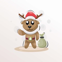 cute deer christmas mascot cartoon design vector